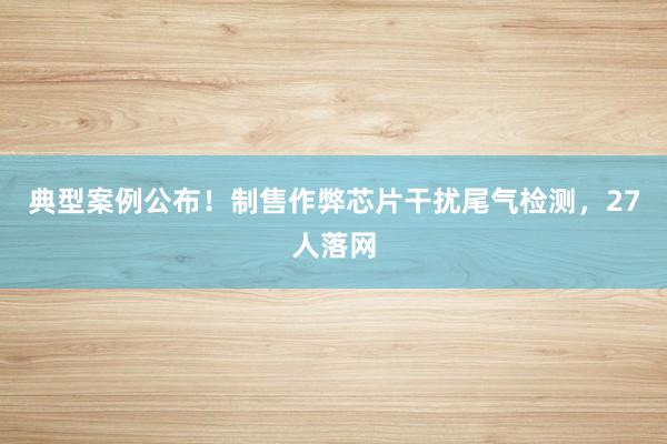 典型案例公布！制售作弊芯片干扰尾气检测，27人落网