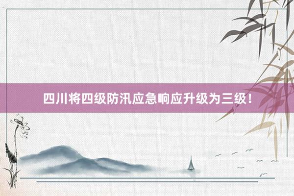 四川将四级防汛应急响应升级为三级！