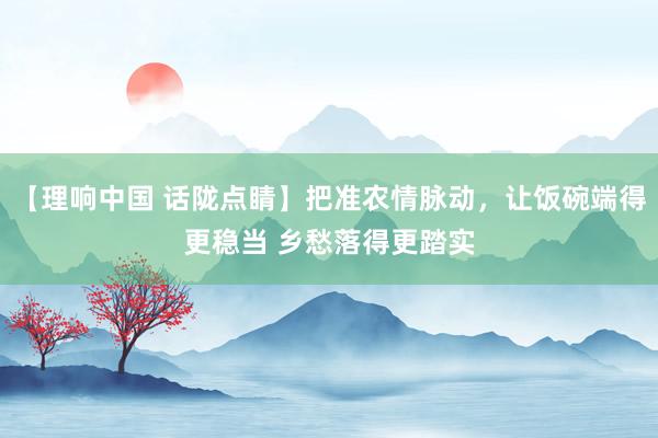 【理响中国 话陇点睛】把准农情脉动，让饭碗端得更稳当 乡愁落得更踏实