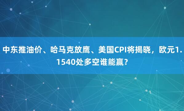 中东推油价、哈马克放鹰、美国CPI将揭晓，欧元1.1540处多空谁能赢？