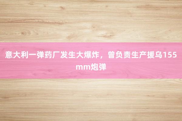 意大利一弹药厂发生大爆炸，曾负责生产援乌155mm炮弹