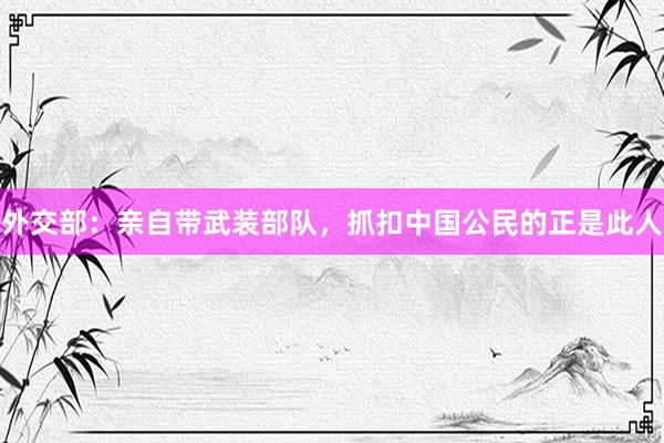 外交部：亲自带武装部队，抓扣中国公民的正是此人