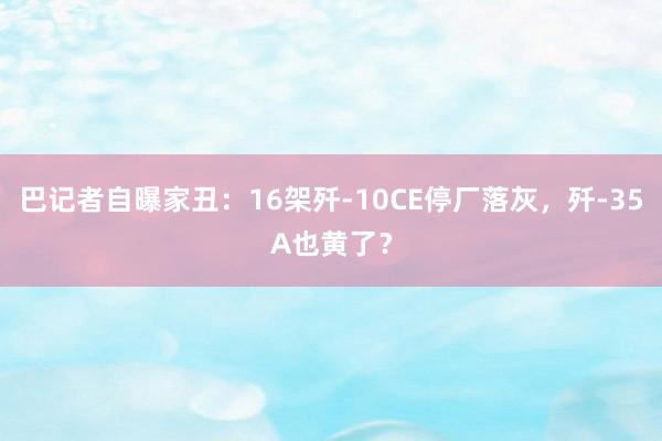 巴记者自曝家丑：16架歼-10CE停厂落灰，歼-35A也黄了？