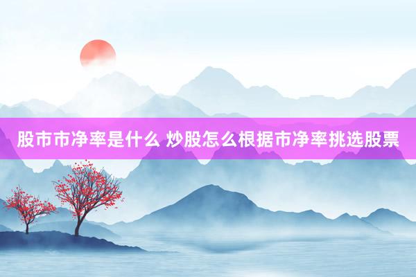 股市市净率是什么 炒股怎么根据市净率挑选股票